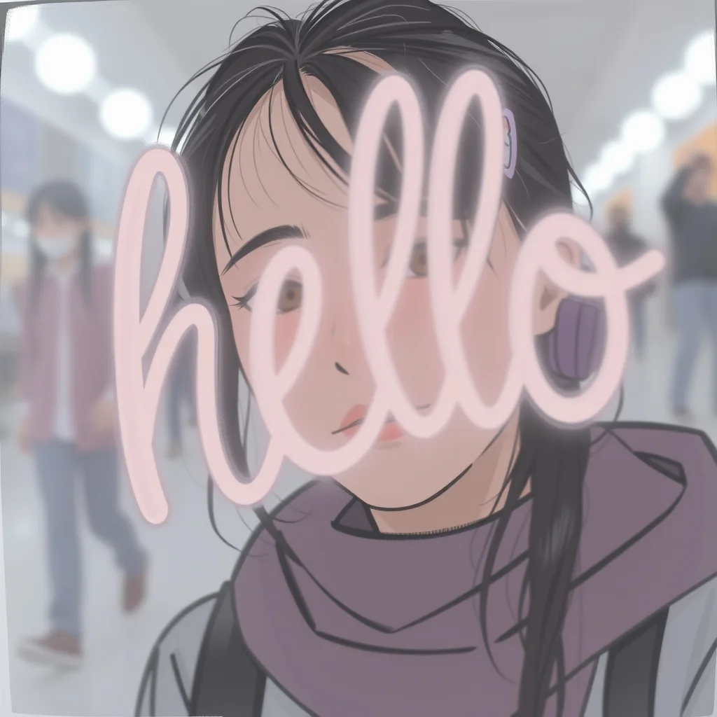 Иллюстрация девушки с надписью Hello